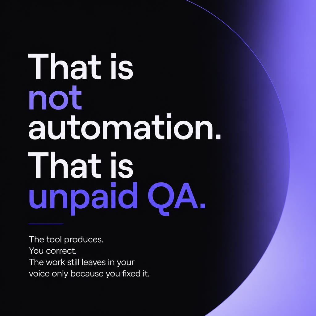 Voxaltus Instagram slide 2: that is not automation, that is unpaid QA