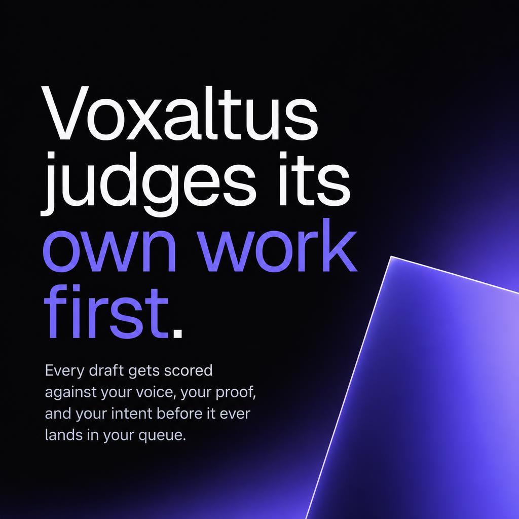 Voxaltus Instagram slide 3: Voxaltus judges its own work first