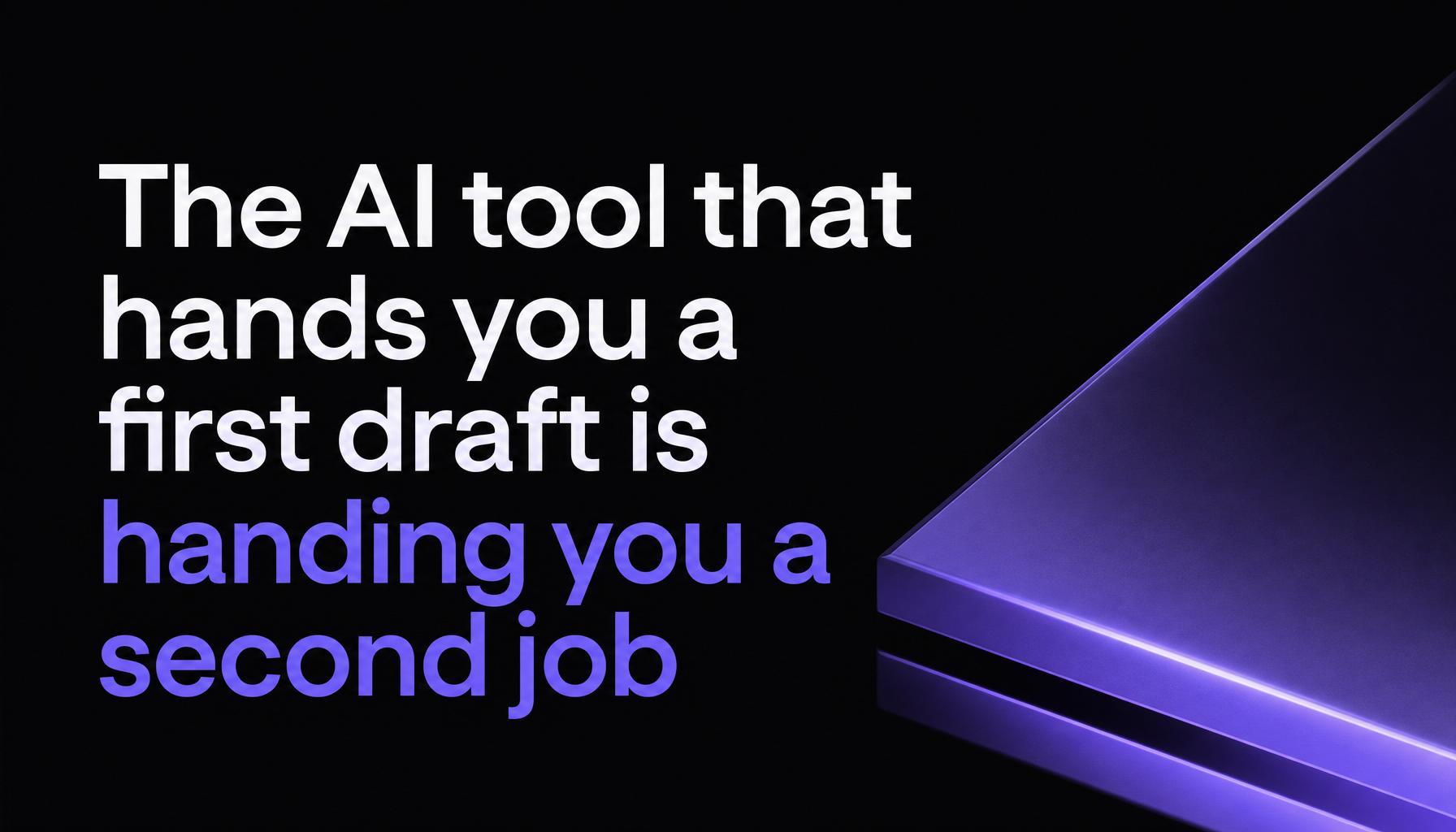 Voxaltus LinkedIn header: the AI tool that hands you a first draft is handing you a second job